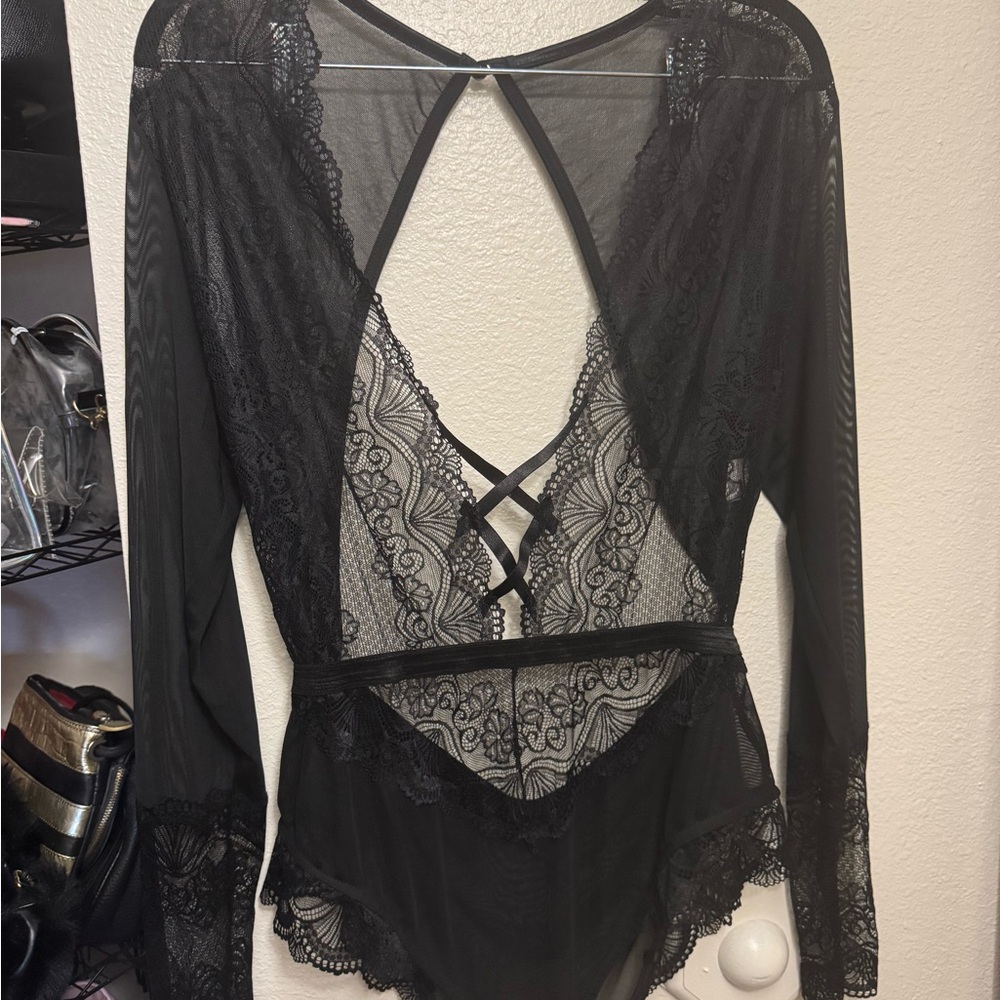 Elegant Black Lace Bodysuit